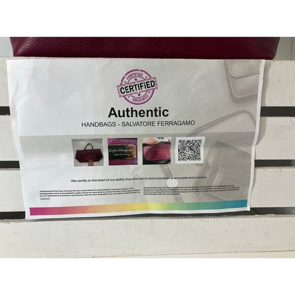 SALVATORE FERRAGAMO LARGE WINE PEBBLED LEATHER HANDBAG ASIS - Picture 2 of 16